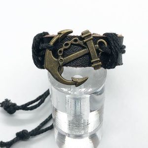 Black leather bracelet.